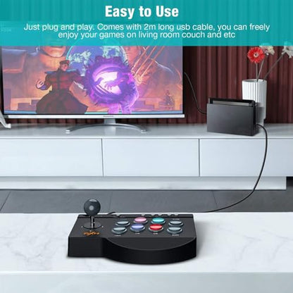 PXN 0082 Arcade Stick with Turbo, Macro & Joystick/D-Pad Mode Switch, USB Fight Stick for PC, Xbox Series X|S, Xbox One, PS4, PS3 & Switch