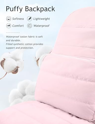 Uselike Travel Backpack for Women, 15.6 Inch Laptop Backpack, Quilted College Bookbag, Cute Work Backpacks, Water Resistant (Light Pink) - color: Light Pink