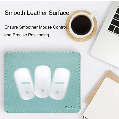 Leather Double Side Mouse Pad With Stitched Edge - Waterproof Ultra Thin for Computers, Laptop, Office & Home, 10.2 x 8.3 Inch, 1 Pack (Azury) - color: Azury