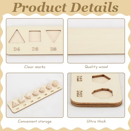 BENECREAT 3 Pcs Wooden Dice Tray, Polyhedral Display Tray, Antique White Storage Holder for Collectors, Dungeons and Dragons Game - color: Antique White