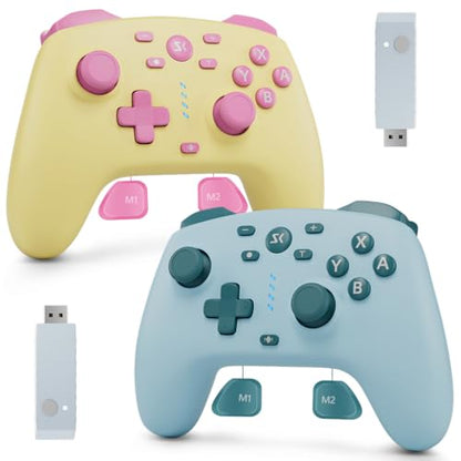 Kujian Wireless Switch Controller for Switch/Switch 2/OLED/Lite (Yellow + Lake Blue) - color: Yellow + Lake Blue