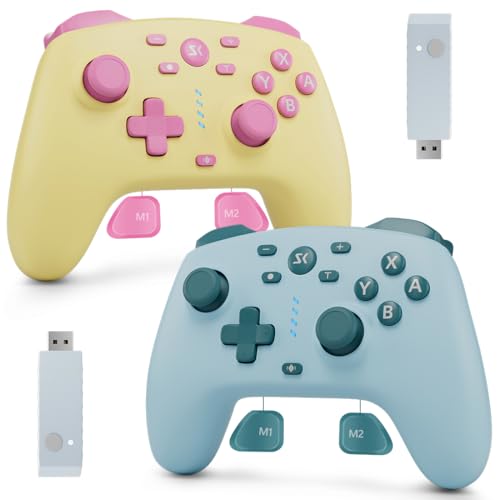 Kujian Wireless Switch Controller for Switch/Switch 2/OLED/Lite (Yellow + Lake Blue) - color: Yellow + Lake Blue