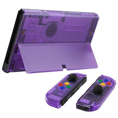 eXtremeRate DIY Full Set Shell for Nintendo Switch OLED, Replacement Console Back Plate & Kickstand, Custom NS Controller Housing with Full Set Buttons for Nintendo Switch OLED - Clear Atomic Purple - color: Clear Atomic Purple