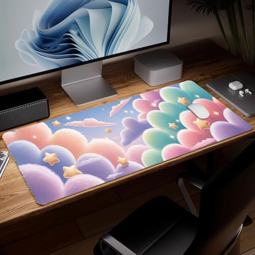 Leather Minimalist Desk Pad, Colorful Art Mouse Pad Large Computer Keyboard Gaming Mousepad Waterproof Desktop Protector & Cover, Decorative PU Leather Laptop Mouse Mat Home Decor 10 x 25.6 inch C105 - color: Colorful-5
