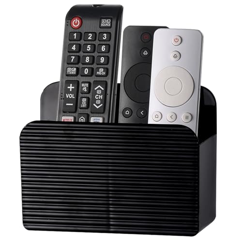 LINFIDITE Adhesive TV Remote Control Holder Wall Mount TV Remote Holder For Bedside Wall Remote Control Caddy Storage Organizer Stand Box （For 2 Or 4 Remote Controls – Black – Quantity 1） - color: Gloss Black, size: 1 Pcs Fxed Dividers
