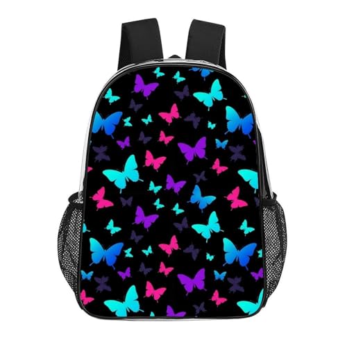 Padded Strap Clear Transparent Bookbag Concert Festival Sports Bag | Padded Adjustable Shoulder Strap, Cute Cartoon Butterfly, Stadium Approved Bookbag for College Men Women Festival - color: Pattern (509)