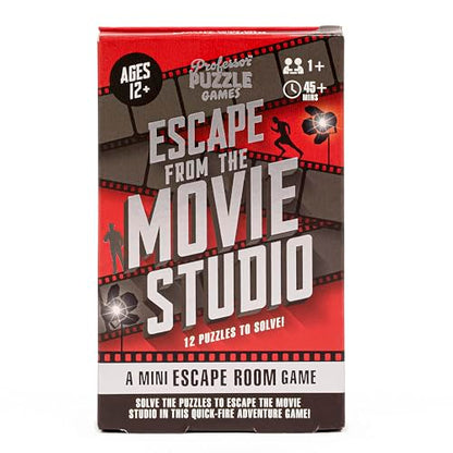 Professor Puzzle: Escape from The Movie Studio - A Mini Escape Room Game, 12 Puzzles to Solve The Code, Journalist Adventure, Ages 12+, 1+ Players - style: Movie Studio