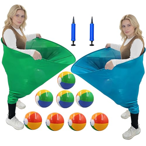 Granny Pants Yard Game Set,Outdoor Party Game Granny Pants Outdoor Game with Bouncy Balls and Air Pump Fun Family Reunion Backyard Games for Groups - color: Green Light Blue, size: Large