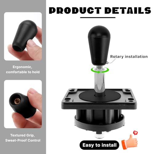 Gallipower 2Pcs Black Ellipse Oval Joystick Head,Arcade Joystick Ball Top Handle Rocker Round Head,Arcade Kit DIY Replacement Parts - color: style 9