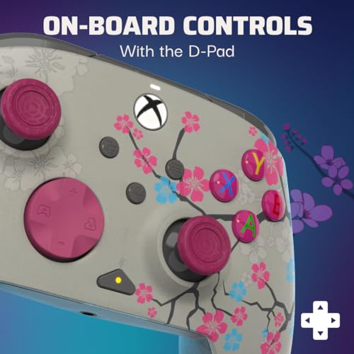 PDP Gaming REMATCH GLOW Enhanced Wired Controller: Licensed Gamepad for Xbox Series X|S, Xbox One, Windows PC, Mappable Back Buttons, Advanced Customizable App - Cherry Blossom (Pink Glow in the Dark) - color: Cherry Blossom (Glow in the Dark), style: Con