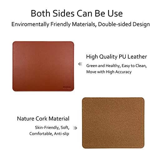 MelVan PU Leather Mouse Pad with Stitched Edge, Wood Mousepad, Waterproof Gaming Mouse Pad Mat for Computers, Laptop, Office & Home, 10.2" x 8.3", 1 Pack (Brown) - color: Brown