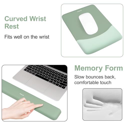 MOSISO Keyboard Wrist Rest & Mouse Pad with Wrist Rest, Green | Rectangular Ergonomic Mousepad, Non-Slip Base, Home/Office Pain Relief & Easy Typing, Neoprene Cloth & Raised Silicone Lining - color: Green