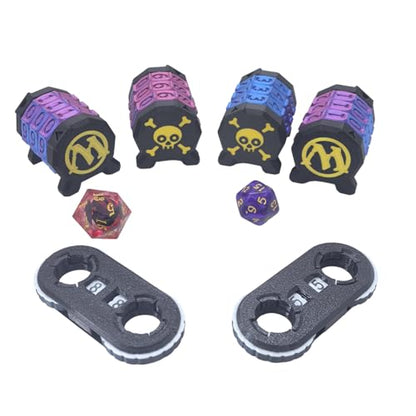 2 Pack Life Counter - HP Tracker with Tracking Card Slot MTG Tabletop RPG Dungeons and Dragons(2 Pack Black Purple) - color: Black+purple