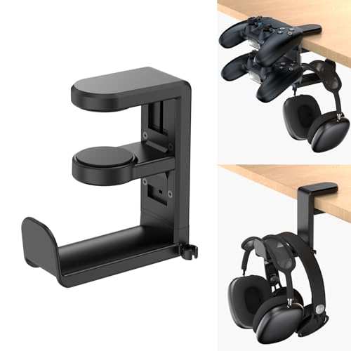 Rotating Headphone Stand - EURPMASK Upgraded PC Gaming Headset Stand, Adjustable Clamp-on Headphone Holder, Headphones Hanger Hook Under Desk with 360 Degree Swivel&Cable Clip Organizer - Darth Vader - color: Darth Vader Black