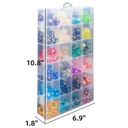 3 Pack DND Dice Storage Box Each 24 Grids Polyhedral Dice Organizer with Removable Dividers Holding Up to 2400 Dices Small Craft Containers for Dice Collectors or RPG D&D Games (Three Box) - size: Three Box