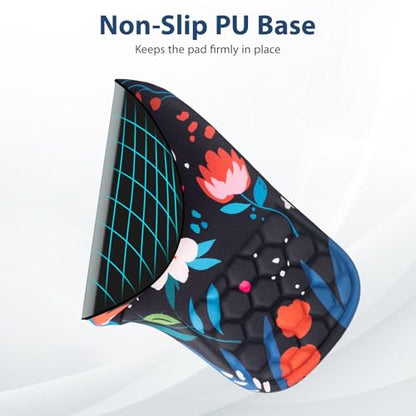 EYROZILL 3 in 1 Ergonomic Mouse Pad and Keyboard Wrist Rest, Cute Mouse Pad with Wrist Support Massage Design, Non-Slip Wrist Pad for Mouse, Desk Mouse Set(Flower) - color: Flower