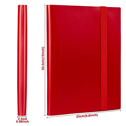 GEAoffice Card Binder, 9 Pockets Trading Card Album Folder, 360 Side Loading Pocket Binder for MTG and Other TCG, Red - color: Red, size: Medium-9 Pockets