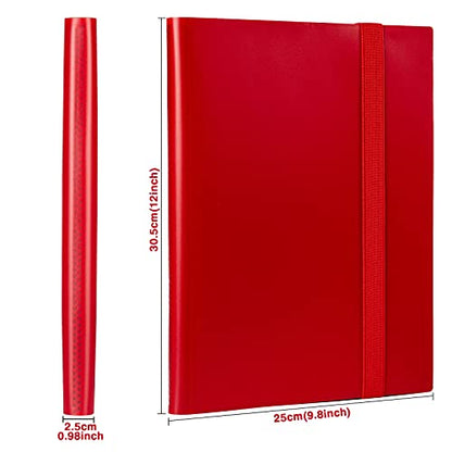 GEAoffice Card Binder, 9 Pockets Trading Card Album Folder, 360 Side Loading Pocket Binder for MTG and Other TCG, Red - color: Red, size: Medium-9 Pockets