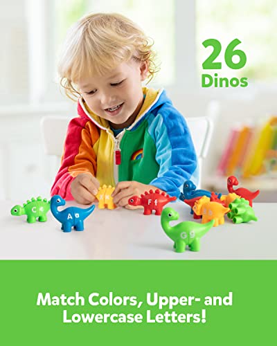 Coogam Matching Letters Fine Motor Toy, 26 PCS Double-Sided ABC Dinosaur Alphabet Match Game with Uppercase Lowercase, Preschool Educational Montessori Learning Toys for Toddlers - style: dinosuar alphabet