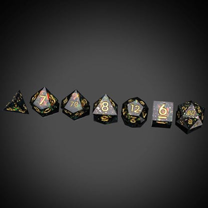 7PCS DND Dice Set,Handmade Sharp Edge Dice Set D&D RPG Polyhedral Die,for Dungeons and Dragons TTRPG Games Roleplaying Games Pathfinder,with Gift Box(Blue Starry Sky) - color: Blue Starry Sky