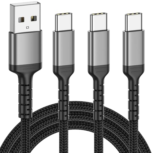 3ft USB C Charger Cord 3 Pack, Braided USB A to USB Type C Cable Fast Charging 3A Compatible with iPhone 15 Pro/Max Samsung Galaxy S22 Ultra Google Pixel 8 Pro - size: 3 Feet