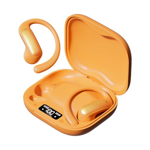 TINGER Open Ear Bluetooth Headphones 5.4 - IPX5 Waterproof Wireless Sports Earbuds,18H Playtime with Digital Power Display, Ultra-Light Weight Design for Cycling/Running/Gym (Orange) - color: Orange