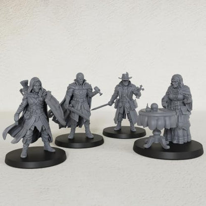 28mm DND Miniatures Fantasy RPG Accessory- Vampire Hunters AS1010 | Dungeon Masters Essential- Unpainted 1:56 Minis Figurine Set for Miniature Gaming & TTRPG