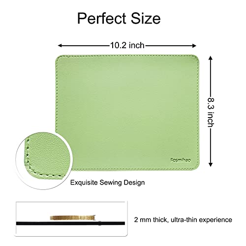 Leather Mouse Pad - Wood Mouse Pad, Double Side Mouse Pad with Stitched Edge, Waterproof Ultra Thin Mouse Pad for Computers, Laptop, Office & Home, 10.2 x 8.3 Inch, 1 Pack (Matcha Green) - color: Matcha Green