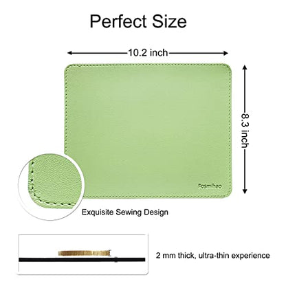 Leather Mouse Pad - Wood Mouse Pad, Double Side Mouse Pad with Stitched Edge, Waterproof Ultra Thin Mouse Pad for Computers, Laptop, Office & Home, 10.2 x 8.3 Inch, 1 Pack (Matcha Green) - color: Matcha Green