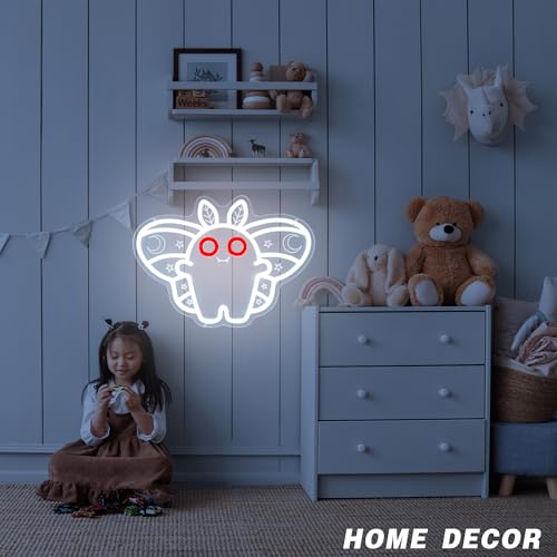 Mothman Neon Sign Cute LED Cryptid Wall Art Cartoon Neon Light for Kids Room Decor Mysterious Creature Light Gift for Fans(14.8 * 10.6inch) - style: Mothman