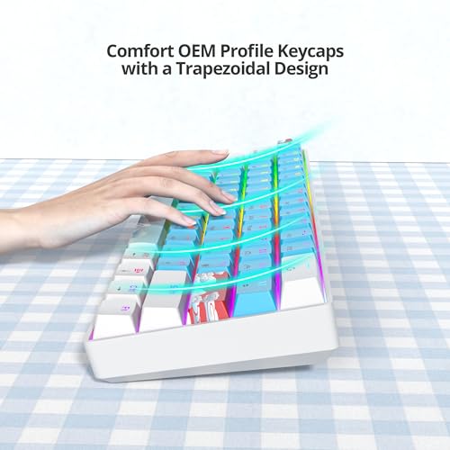 Protable 60% Percent Gaming Keyboard Mechanical, Mini Compact RGB Backlit 61 Keys Wired Office Keyboard with red Switch for Mac/Win (61 Blue/Red Switch) - color: 61 blue /Red Switch