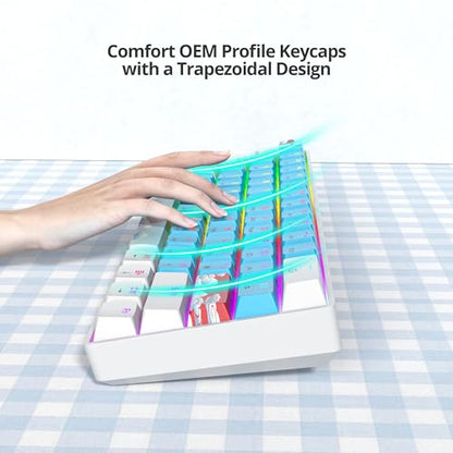 Protable 60% Percent Gaming Keyboard Mechanical, Mini Compact RGB Backlit 61 Keys Wired Office Keyboard with red Switch for Mac/Win (61 Blue/Red Switch) - color: 61 blue /Red Switch