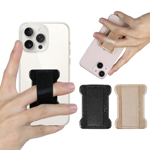 Universal Phone Grip for Smartphones - Phone Holder for Hand for Back of Phone - Wireless Charging Compatible (Black Gold) - 2Pack - color: Black Gold
