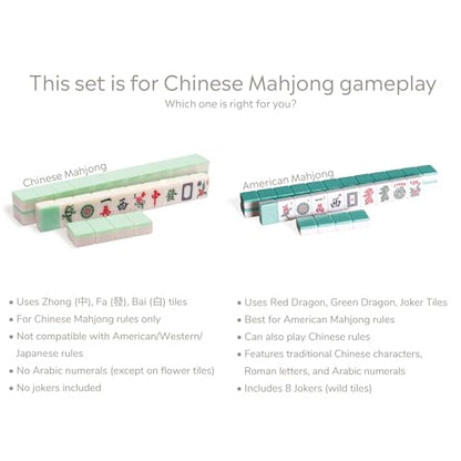 Yellow Mountain Imports "Emerald Weave Chinese Mahjong Set, with 146 Large 1.6-Inch Tiles, Green Vinyl Case, Wind Indicator and Dice - for Chinese Style Gameplay Only 「翡翠編織」中國麻將 - color: Green