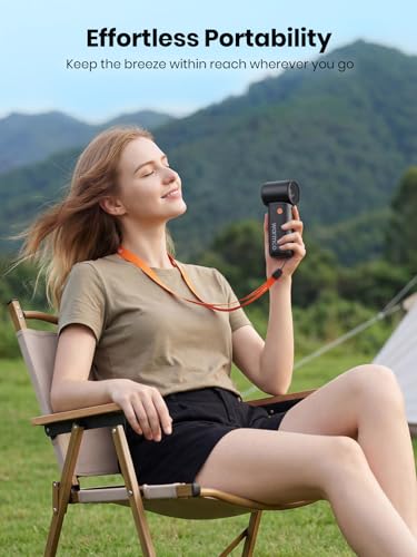 Warmco 10000mAh Turbo Portable Handheld Fan | 36H Runtime, 15000RPM Motor, 9m/s Airflow, 5 Speeds, LED Display, USB- C-C Two-Way Charging,Outdoor Travel - color: Black