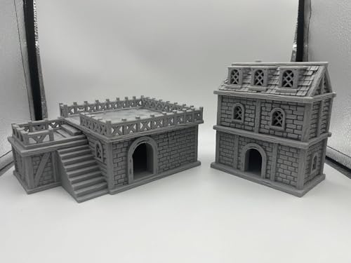 Middle-Ages Buildings Terrain Scenery for 18mm and 28mm Miniature Tabletop Wargames, 3D Printed and Paintable (28mm Scale)