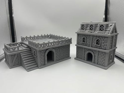 Middle-Ages Buildings Terrain Scenery for 18mm and 28mm Miniature Tabletop Wargames, 3D Printed and Paintable (28mm Scale)