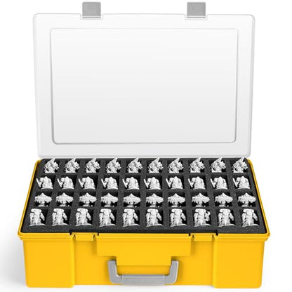 Miniature Storage Carrying Figure Case - 120 Slot Figurine Minature Carrying Case with 3 Foam Layer for Miniatures Compatible with 40k, DND & More (Yellow) - color: Yellow