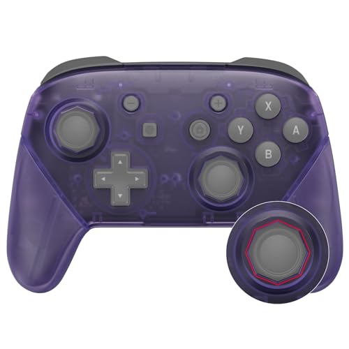 eXtremeRate Clear Atomic Purple Octagonal Gated Sticks Faceplate Backplate Handles, DIY Replacement Grip Housing Shell Cover for Nintendo Switch Pro Controller- Controller NOT Included - color: Clear Atomic Purple