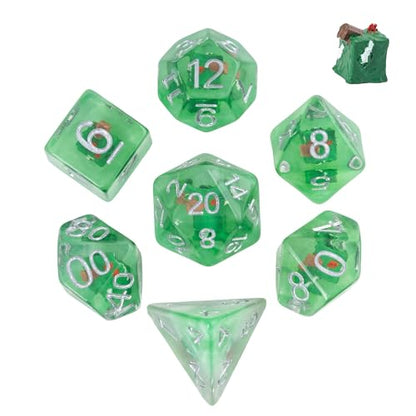 UDIXI 7PCS DND Dice Set Resin Polyhedral D&D Dice for RPG Tabletop Games | Gelatinous Cube Inclusions, Velvet Storage Bag, DM Gift, for Dungeons and Dragons Role Playing Games Board Games - color: Gelatinous Cube