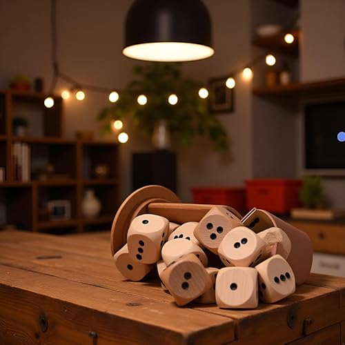 10Pcs Wooden D6 Dice Set, 20mm Round Corner, 6 Sided Gaming Dice for Adults Standard Game Dice