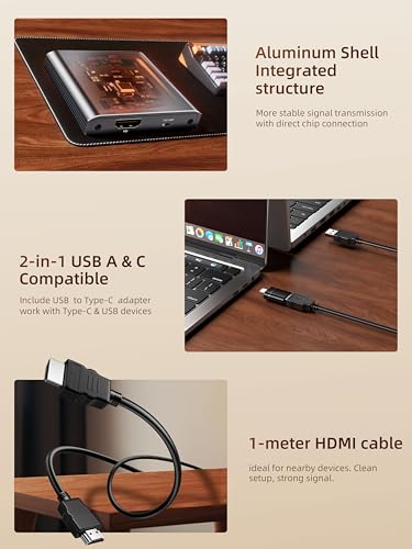 VHS to Digital Capture Card – USB Video Capture Card with HDMI Loop Out, RCA AV to USB for VCR/DVD/Hi8/PS2/Wii, 1080P 30fps Analog to Digital Converter, Effortless Record & Preview Old Videos on TV/PC