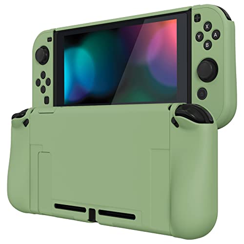 PlayVital Cute Ergonomic Grip Case for Nintendo Switch, Upgraded Protective Hard Case Protector for Switch - Shock-absorbent Anti-Scratch Dockable Durable Cover Game Accessories, Matcha Green - color: Matcha Green