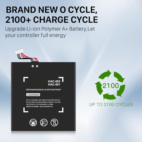 Battery for HAC-003, 3.7V 5180mAh【2026 Upgrade】 Higher Capacity Battery Replacement for Nintendo Switch Console HAC-001(2017) HAC-001(-01)(2019) OLED HEG-001(2021) with Repair Tool Kit