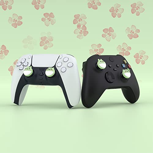 PlayVital Cute Thumb Grip Caps for ps5/ps5 Edge Controller, Joystick Caps for Switch 2 Pro/Switch Pro, Thumbstick Cover for Xbox Series X/S, Elite Series 2, Xbox One - Rabbit & Squirrel, Matcha Green - color: Rabbit & Squirrel Matcha Green
