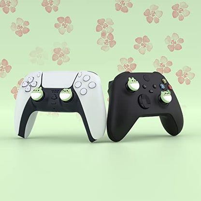 PlayVital Cute Thumb Grip Caps for ps5/ps5 Edge Controller, Joystick Caps for Switch 2 Pro/Switch Pro, Thumbstick Cover for Xbox Series X/S, Elite Series 2, Xbox One - Rabbit & Squirrel, Matcha Green - color: Rabbit & Squirrel Matcha Green
