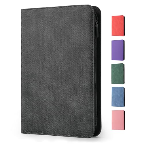Card Binder 9 Pocket - Premium Card Collection Binder for 360 Cards, Durable Side-Loading Card Album with Zipper, Perfect for TCG, MTG, and Sports Cards, Black - color: Black