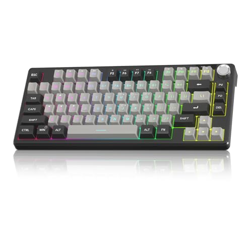 MageGee Mini 60% Gaming Keyboard, RGB Backlit 75 Key Ultra-Compact Keyboard, TS75 Ergonomic Waterproof Mechanical Feeling Office Computer Keyboards for PC, MAC, PS4, Xbox ONE Gamer - color: Black Gray RGB