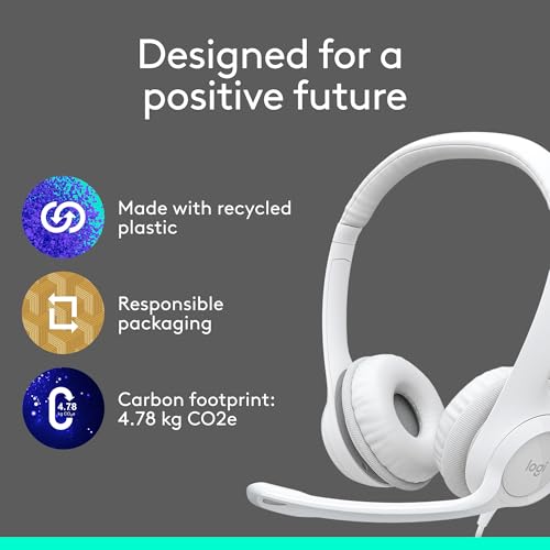 Logitech H390 Wired Headset PC/Laptop Stereo Headphones - Off White | Stereo Headphones for PC/Laptop, USB-A, In-Line Controls, Works with Chromebook - color: Off White, style: USB-A