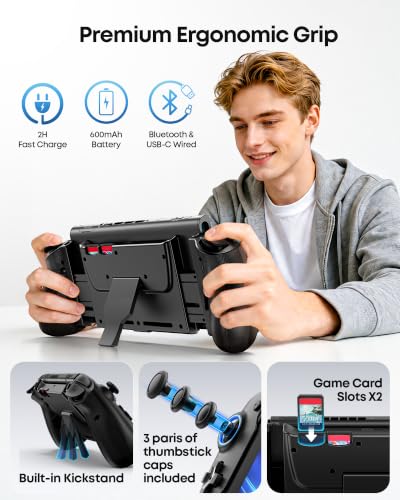 OIVO VGA DESIGN Switch Controller Handheld for 1/2/OLED, Ergonomic Grip Stretch Joypad for SW Console, Wireless Controller with TMR Joysticks, RGB Lighting, Turbo, 4 Macros & Card Slot